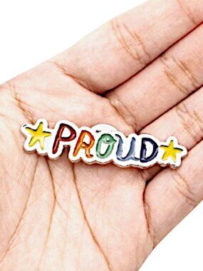 PRIDE Month Pin – “PROUD” Rainbow Enamel Lapel Badge | LGBTQ+ Support Gift 🌈